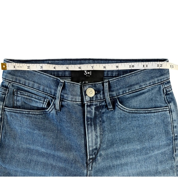 3x1 NYC Mid Rise Straight Leg Cropped Jeans Blue Wash Stretch - Size 25 - Picture 8 of 16